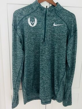 Nike Rare Oregon Project Running 1/4 Zip green Large spell out Silver ORPJT